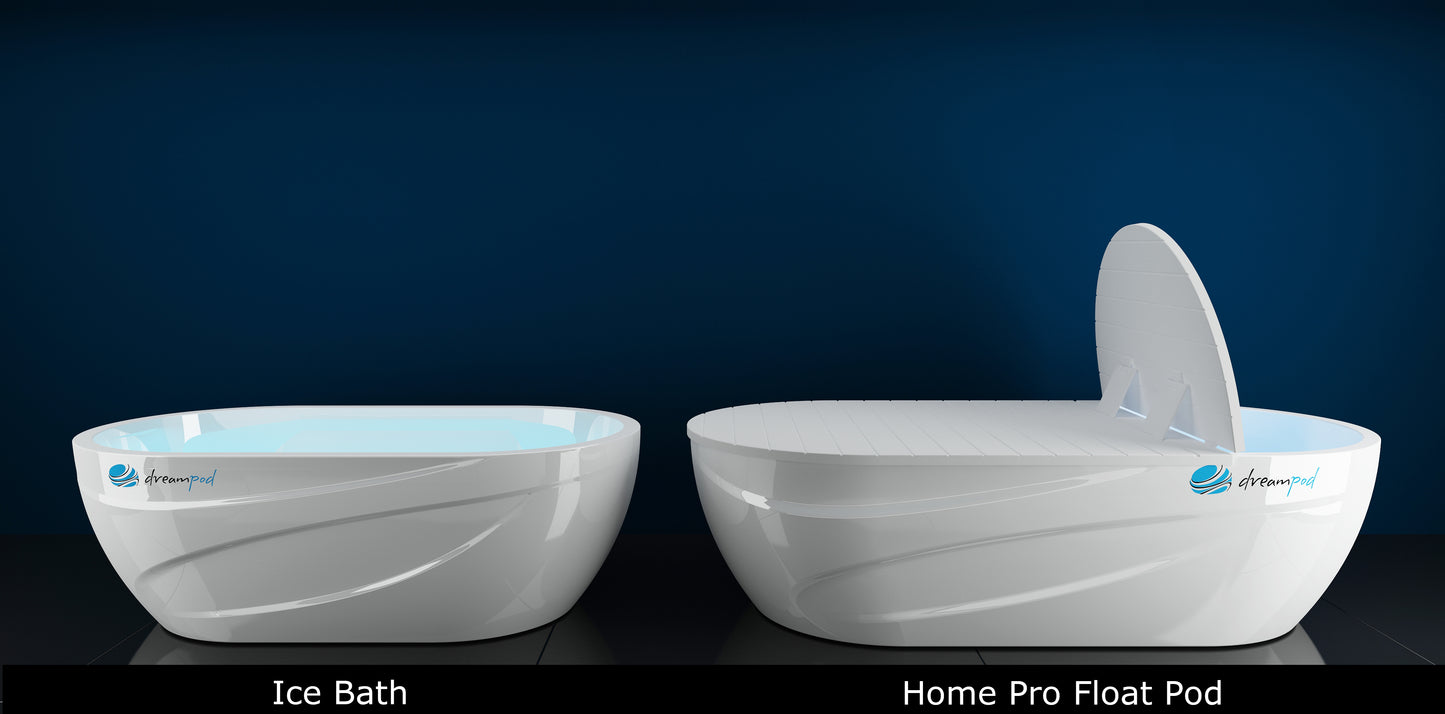 Dreampod Mineral Soaker paired with Dreampod Ice Bath for hot-and-cold therapy