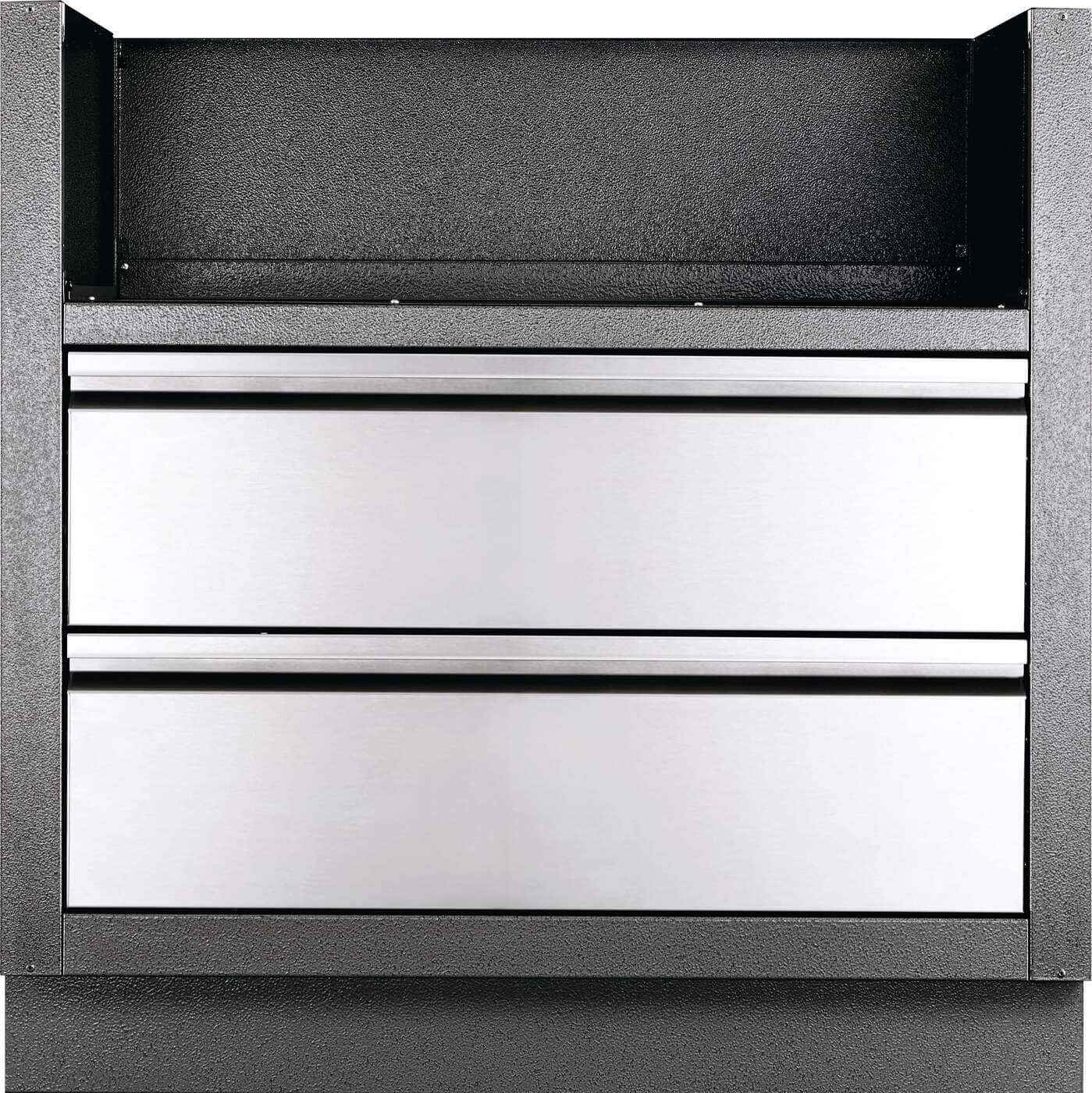 Gray metal cabinet with two drawers