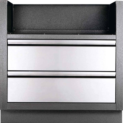 Gray metal cabinet with two drawers