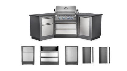 Outdoor kitchen cabinet set with grill on a white background