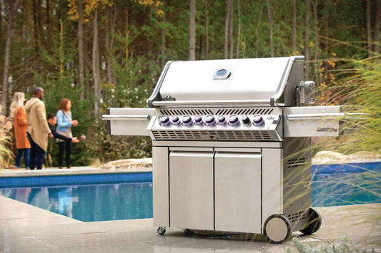 high-end patio grill with rotisserie burner