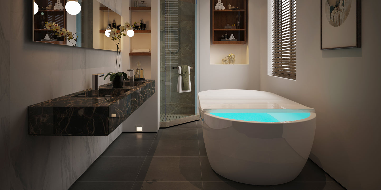 Dreampod Mineral Soaker luxury hot mineral bath in modern wellness space
