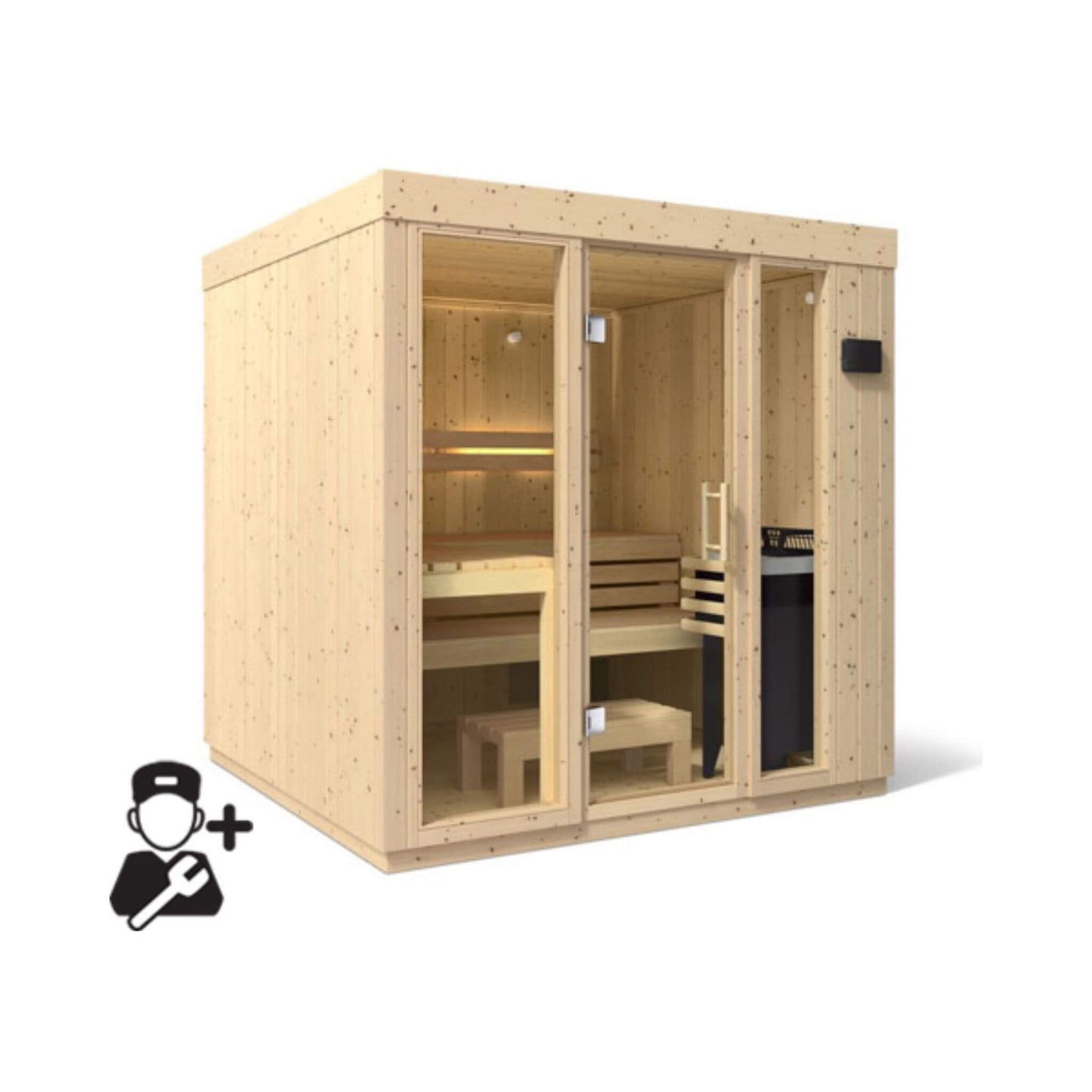 Kohler C1 Luxury Indoor Scandinavian Spruce Home Sauna Kit (SAK60418)