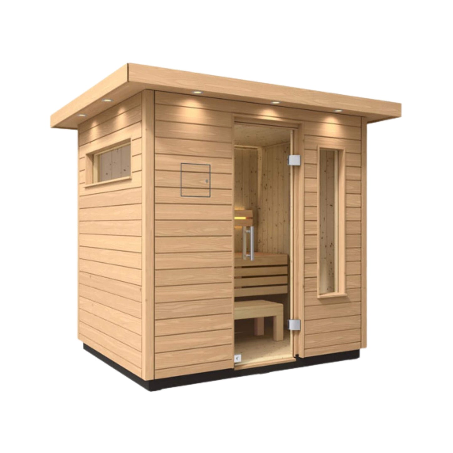 Locking-Sauna-Front-Door-with-Weather-Protected-Digital-Control-Panel