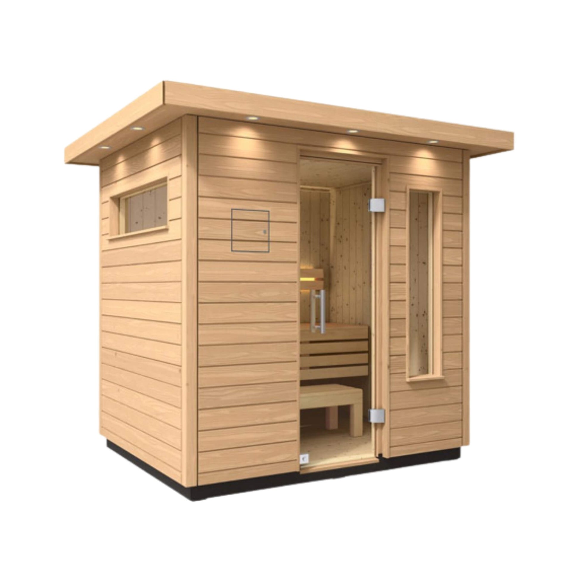 Locking-Sauna-Front-Door-with-Weather-Protected-Digital-Control-Panel