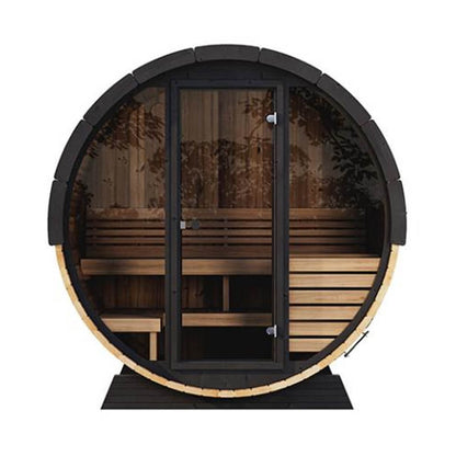 SaunaLife Model EE6G Ergo Series 4-Person Outdoor Sauna Barrel With Tempered Glass Front [SL-MODELEE6G] (SAK39412)