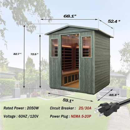 Thermora 4-Person Full-Spectrum Low EMF Carbonized Composite Infrared Sauna Room With Bluetooth Speakers (SAK70182)