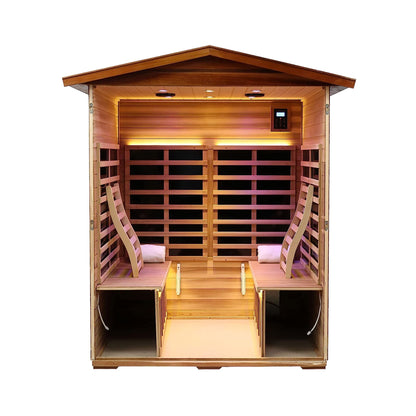 Thermora 4-Person Outdoor Infrared Hemlock Sauna With Tempered Glass Door (SAK82140)