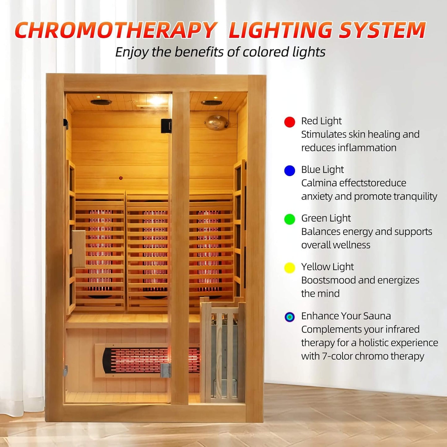 Rövia Luma 2-Person Indoor Hybrid Sauna Room With Infrared And 3.5KW Steam Heaters (SAK83750)